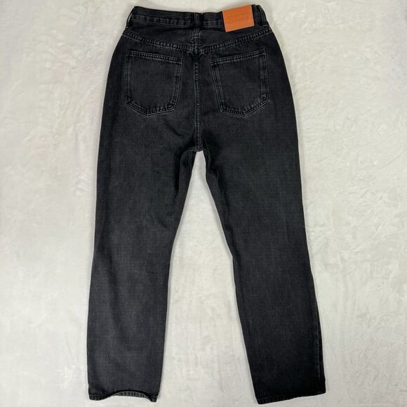 Princess Polly Asymmetric Crossover Waist Straight Leg Jeans Size 6 Black Loose - Picture 10 of 16